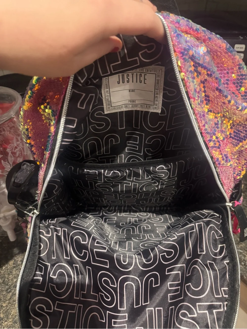Justice Iridescent Pink Sequin Backpack